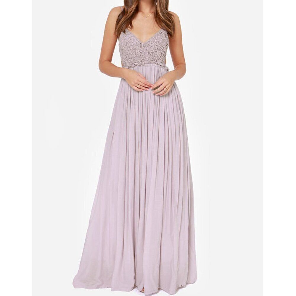 Wishlist Blooming Prairie Crochet Lace Lilac Flowy Maxi Dress NWT Womens Large